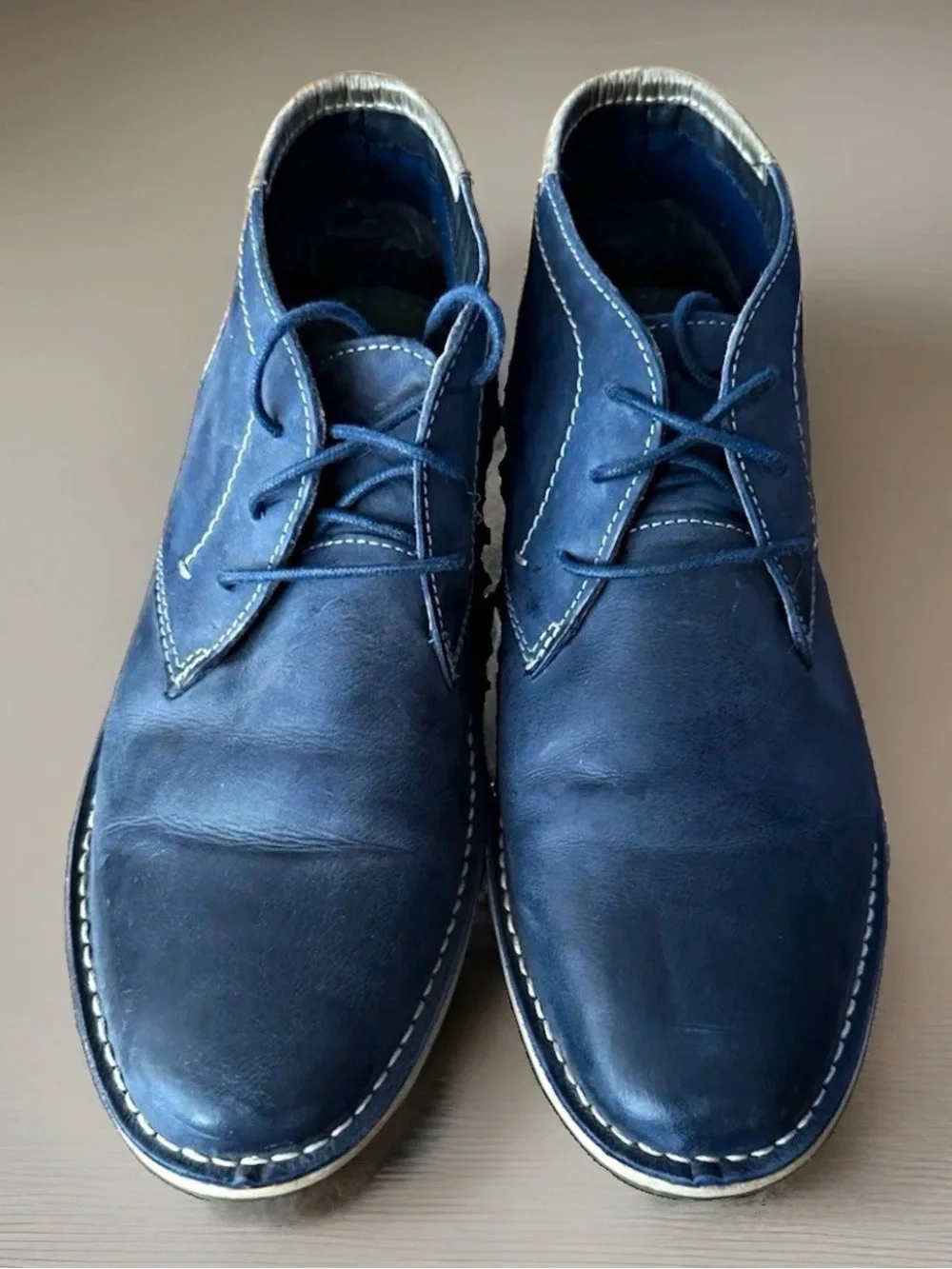 Steve Madden Navy Leather Chukka Boots Size 7 HOOLER Excellent Condition